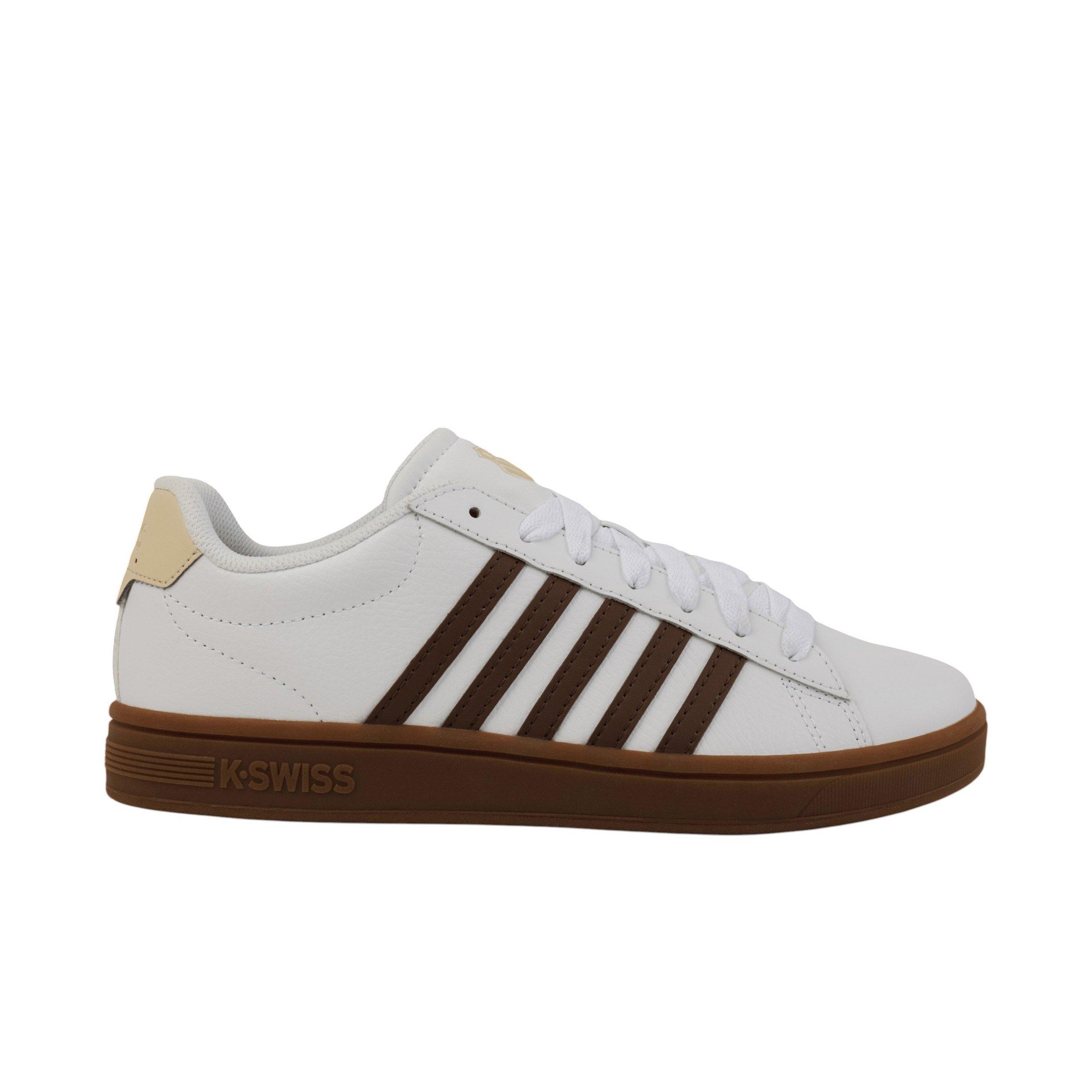 K-Swiss Court Tiebreak II "White/Soft Silt/Creme Brulee/Gum" Men's Shoe - WHITE/BROWN